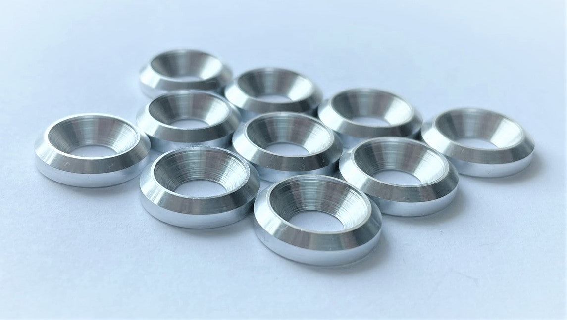Aluminium Countersunk Cup Washers M6 16mm dia CNC Solid Metal 10x